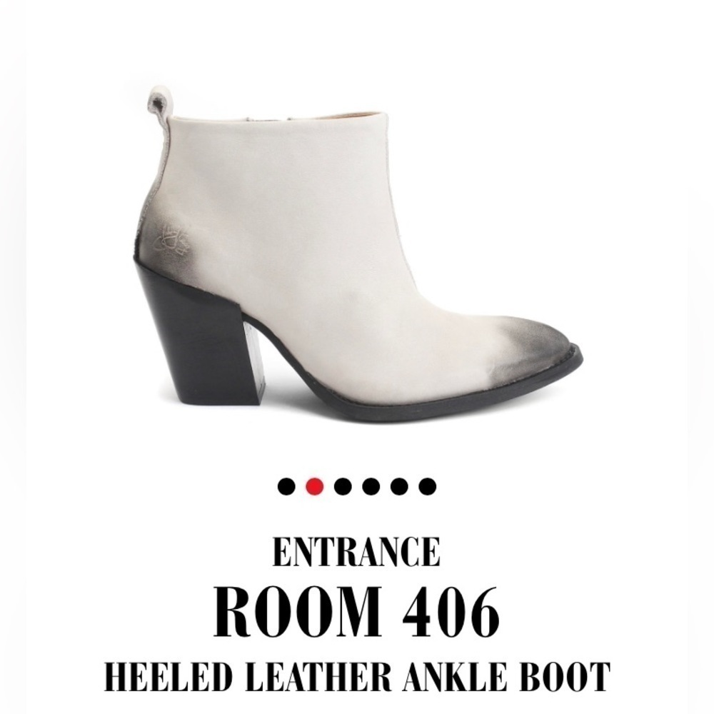 JOHN FLUEVOG Sz 9.5 The Room 406 Leather Side-zip Western Style Ankle Booties